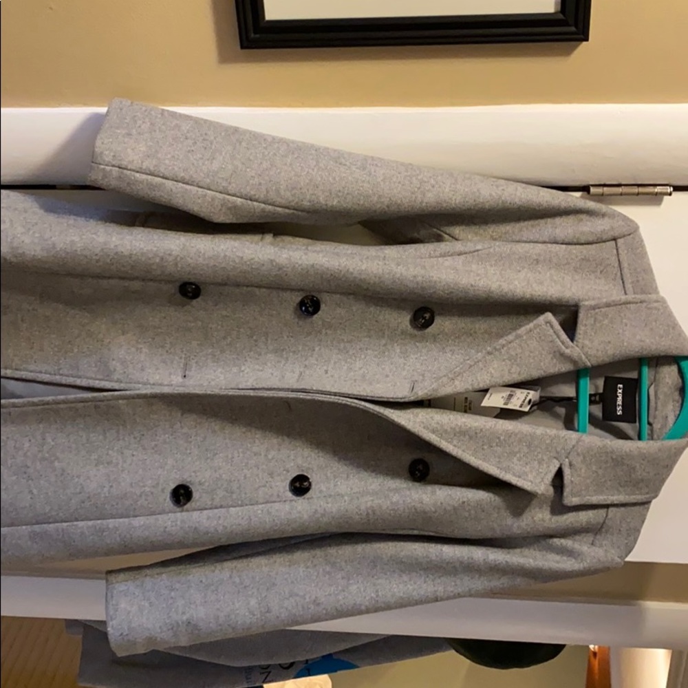 Gray Coat Wool Blend Express Very Nice